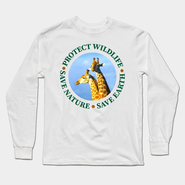 Wildlife Conservation Earth Day Giraffes Long Sleeve T-Shirt by PathblazerStudios